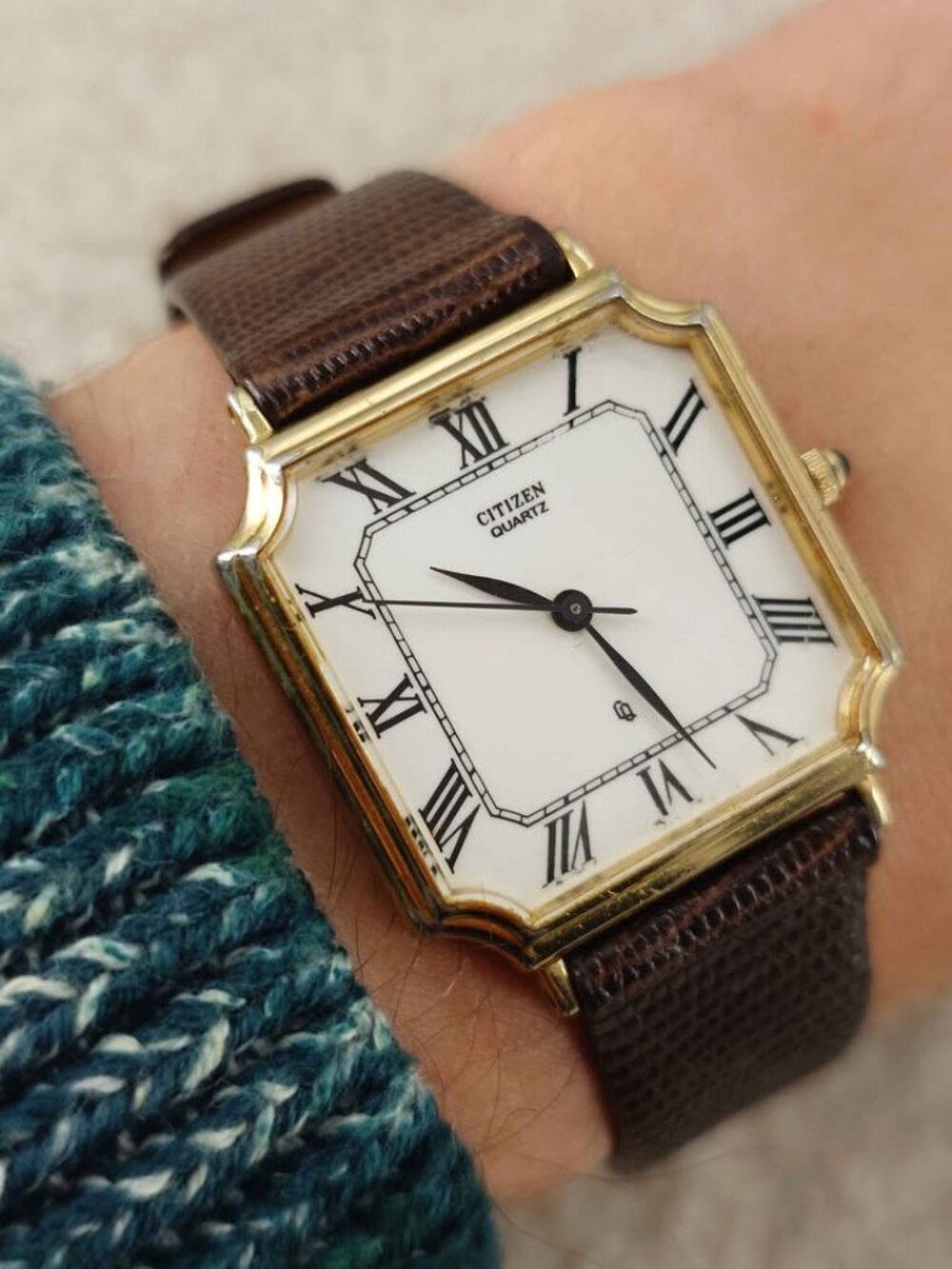 Citizen Unisex Watch Quartz Gold 28mm Tank Roman Dial JDM New Battery